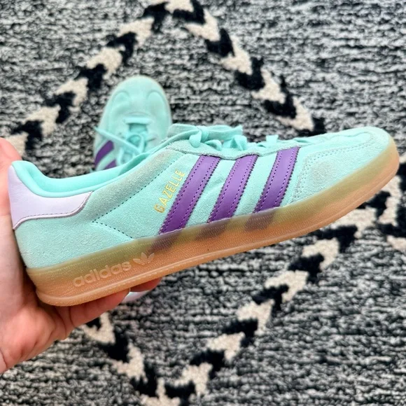 Adidas Gazelle Sneaker mint green purple and gum women’s size 7.5 sneaker - Picture 6 of 9